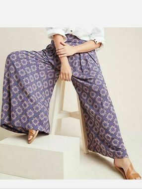 Anthropologie Maeve Women's Wide Leg Terrace Pants Medallion Size 2